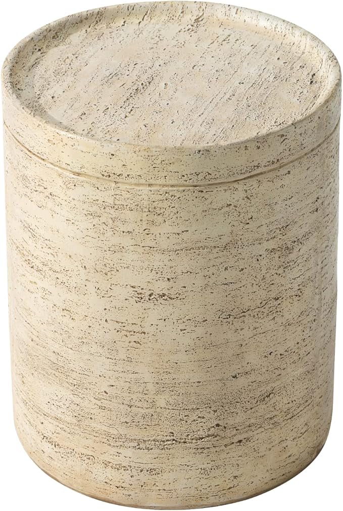 COSIEST Outdoor Side Table, Cylinder Shaped MgO Patio End Table, Lightweight - Image 8