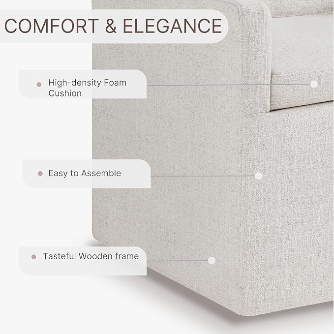 Upholstered Dining Chairs with Casters Easy Assembly Side Deskchair with Rollers - Image 5