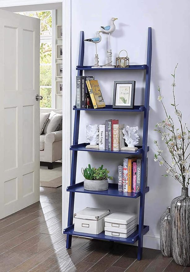 Convenience Concepts American Heritage Bookshelf Ladder, Cobalt Blue - Image 2