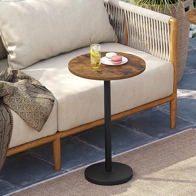 Round Side End Table for Small Spaces, Pedestal Style Martini Drink Side Table - Image 7