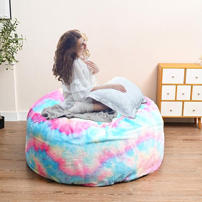 Bean Bag Chair for Adults Kids Without Filling Comfy Fluffy Round Beanbag Couch by FunnyFurnitureforYourHous