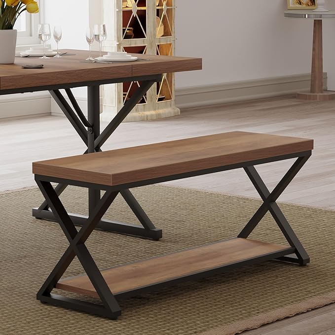 IBF Wood Bench Indoor, Industrial entryway Bench - Image 8