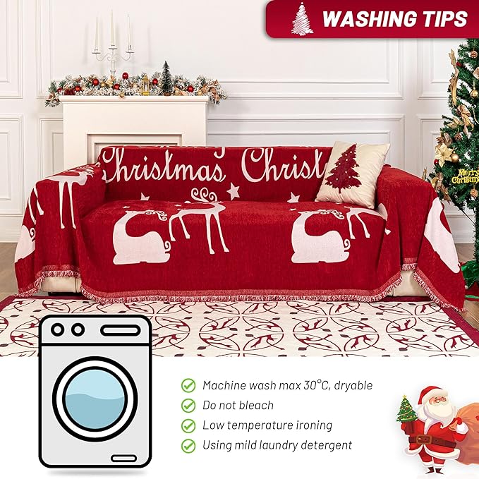 MYSKY HOME Christmas Couch Cover Sofa Cover, Couch Covers - Image 5