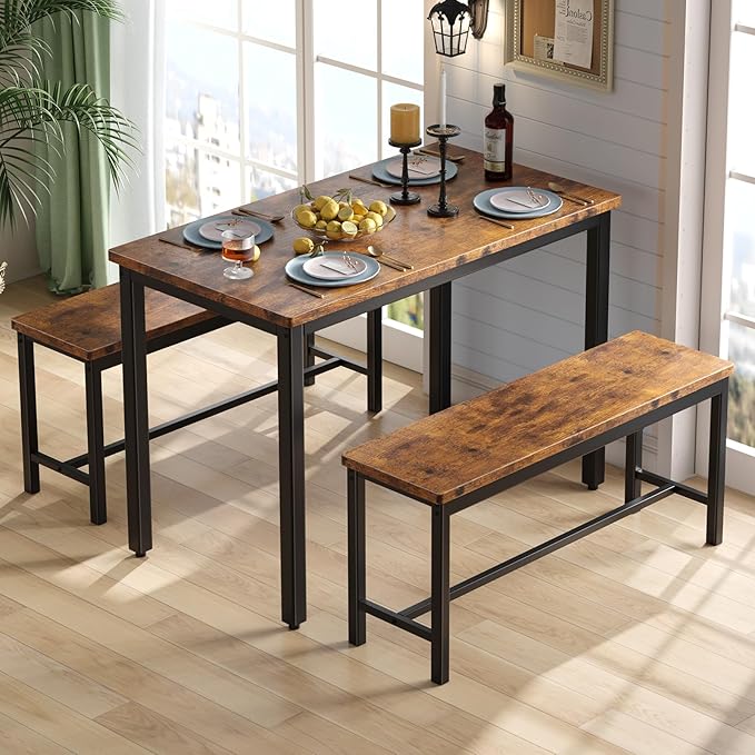 Tatub Dining Table Set for 4, 3-Piece Kitchen Table - Image 2