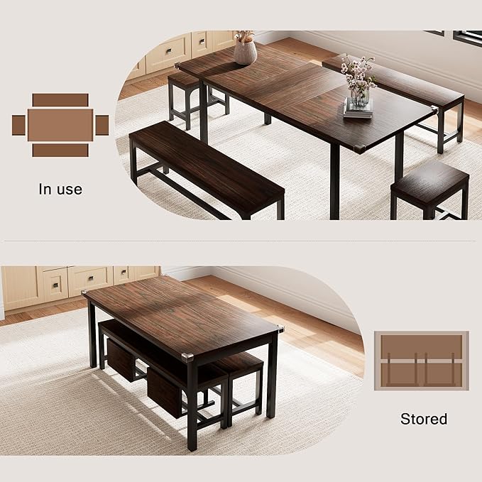 5 Pieces Dining Room Table Set for 4-6, Small Dining Table Set - Image 2