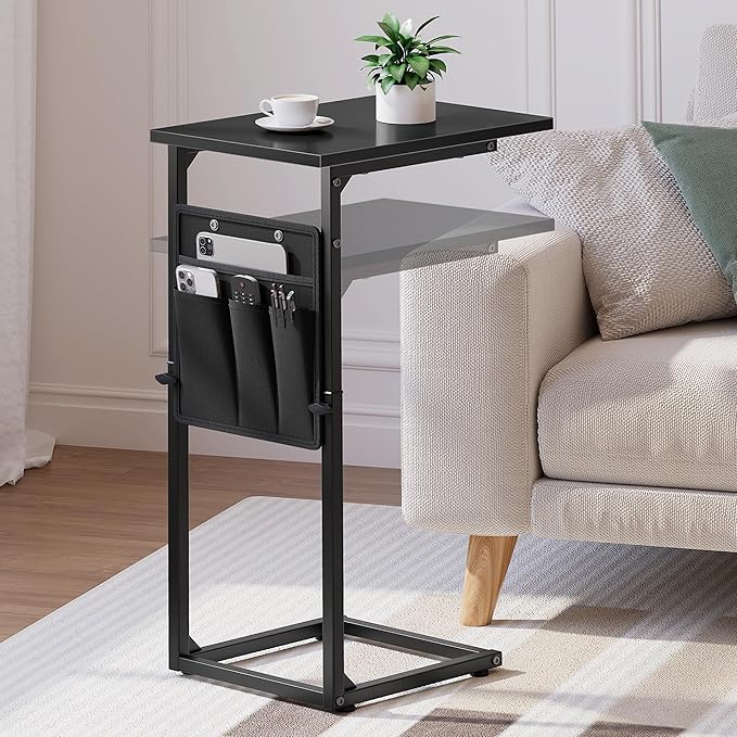 VAGUSICC C Shaped End Table, Adjustable Height Sofa Table Small Couch Side by Vagusicc