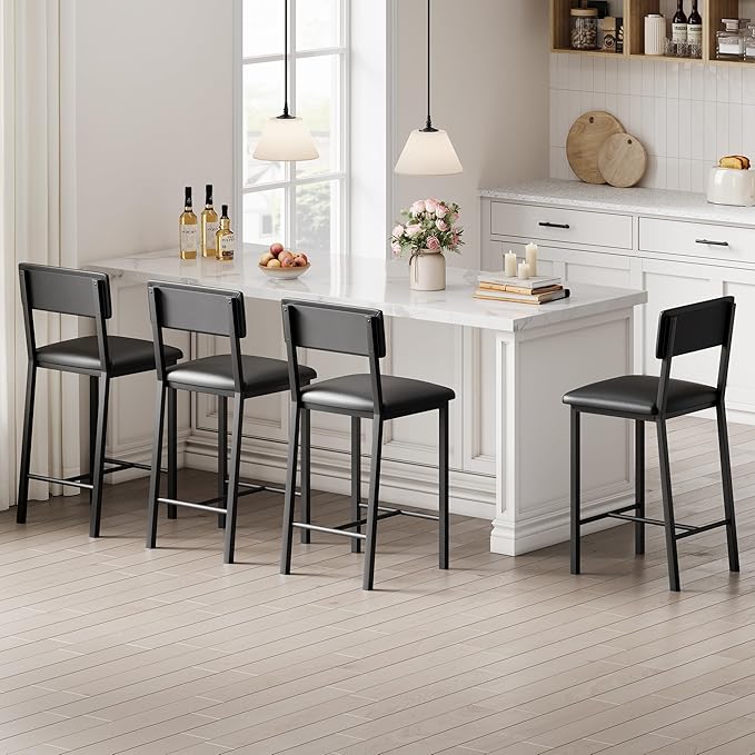 Garvee Bar Stools Set of 4, Kitchen Barstools - Image 3