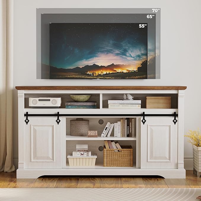 IRONCK Farmhouse TV Stand for 65+ Inch TV, Media Console for Living Room - Image 4