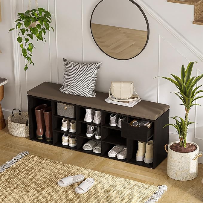 DINZI LVJ Shoe Bench, Entryway Storage Bench - Image 2