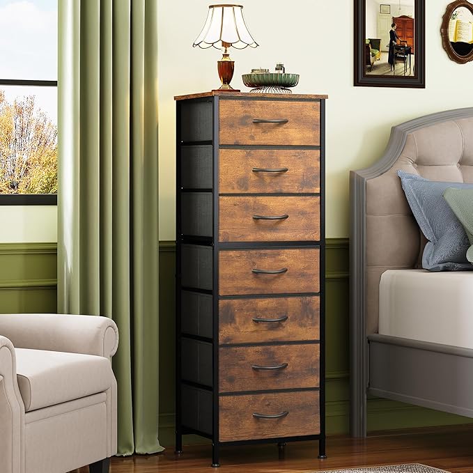 WLIVE Tall Dresser for Bedroom, 7 Drawer Dressers & Chests of Drawers, Fabric - Image 2