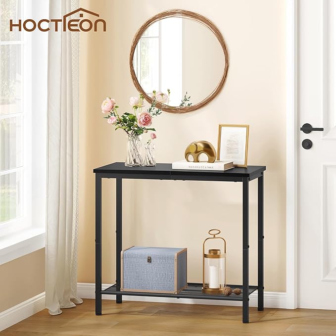 Hoctieon 2 Tier End Table, Sofa Side Table, Narrow Side Shelf - Image 4