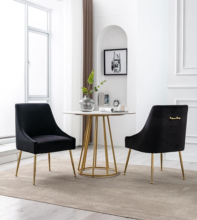 Modern Velvet Dining Chairs Set of 6, Contemporary Upholstered Furniture - Image 7