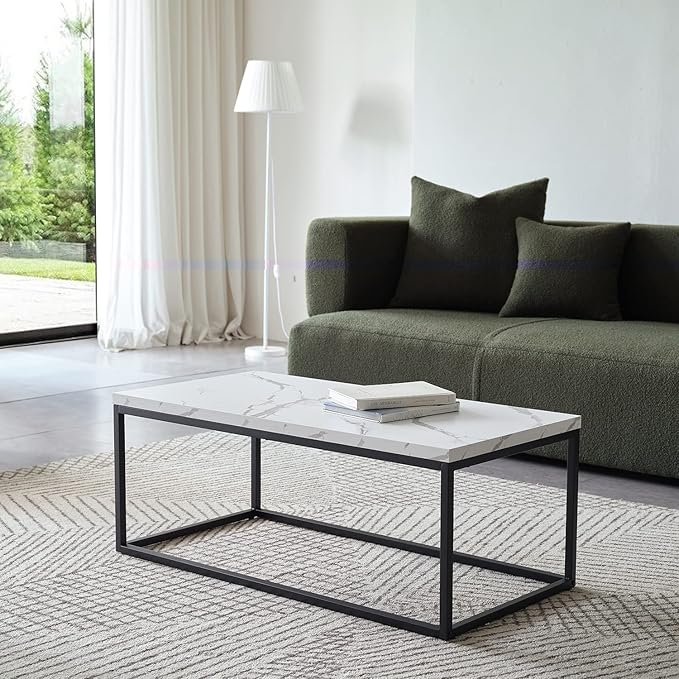CENSI 40-Inch Marble Accent Coffee Table Ottoman - Image 3