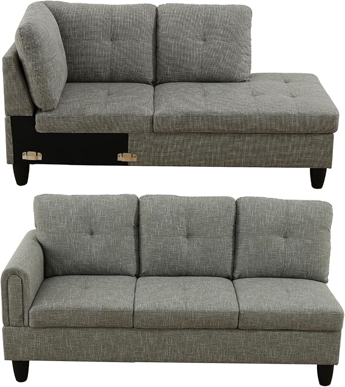 L Shaped Sectional Sofa with Ottoman, Modern Couches - Image 4