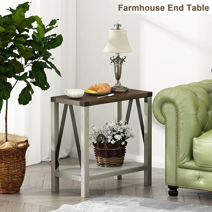 ChooChoo Farmhouse End Table for Small Spaces, Narrow Side End Table - Image 4