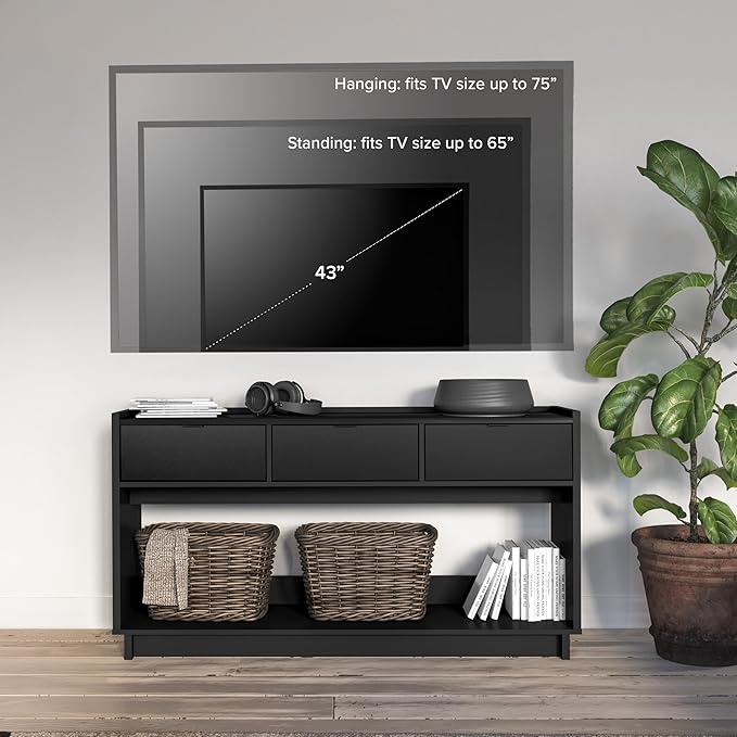 Prepac Black Simply Modern Entryway Table, Narrow Console Table - Image 6