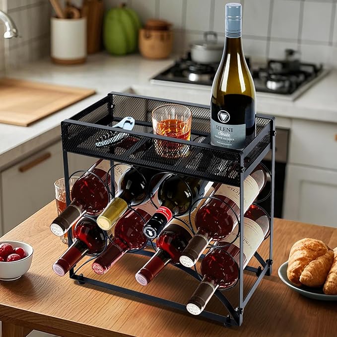 NOBLEMOOD 8 Bottles Countertop Wine Rack, Metal Tabletop Wine Bottles Holder - Image 7