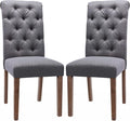 COLAMY Button Tufted Dining Chairs Set of 2, Parsons Upholstered Fabric Dining by COLAMYINC