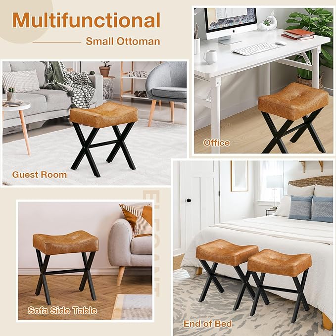 18-Inch Leather Vanity Stool Chair, Vanity Bench - Image 7