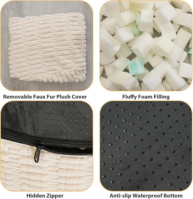 Round Stuffed Pouf Ottoman for Foot Rest, Storage Ottoman Pouf Foot Stool - Image 3