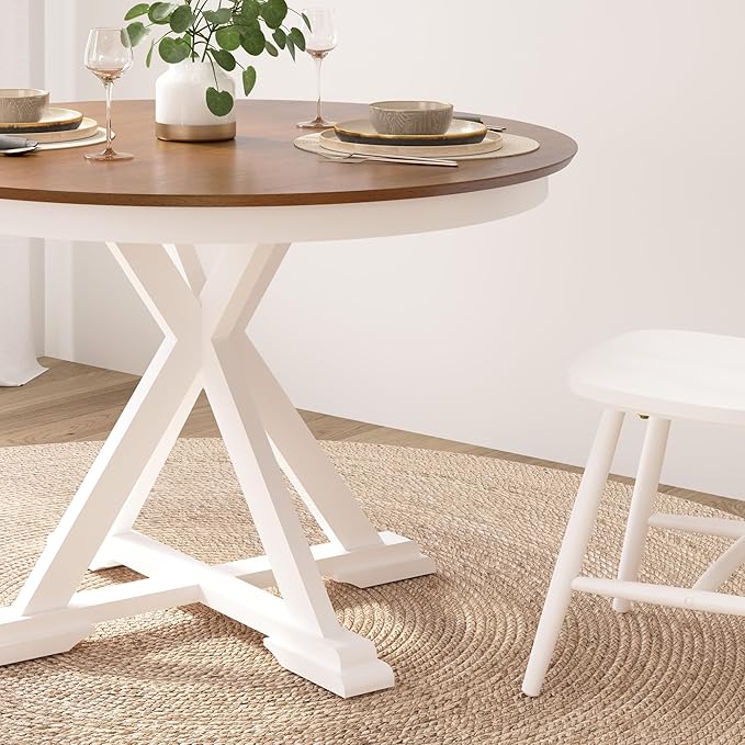 Bush Furniture Round Dining Table, 45 inch Trestle Design, Modern Transitional - Image 4