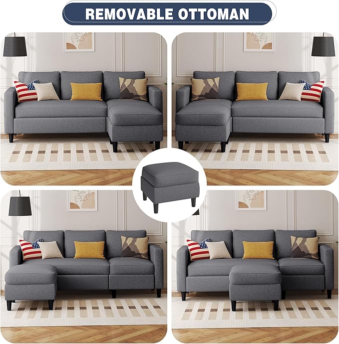 Small Sectional Sofa Couch, 3 Seat L Shaped Couches - Image 5