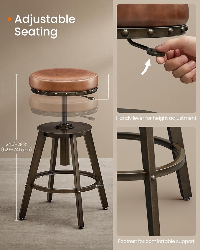 SONGMICS HOME Bar Stools, Steampunk Counter Stool - Image 5