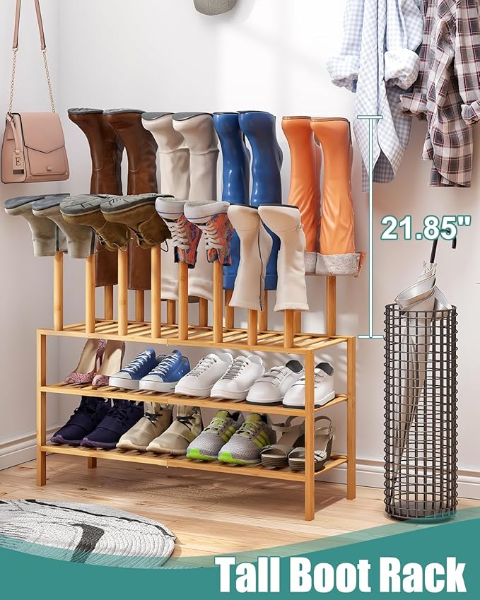 Boot Rack with Shoe Rack, Long Boot Rack Organizer Tall Boots - Image 4
