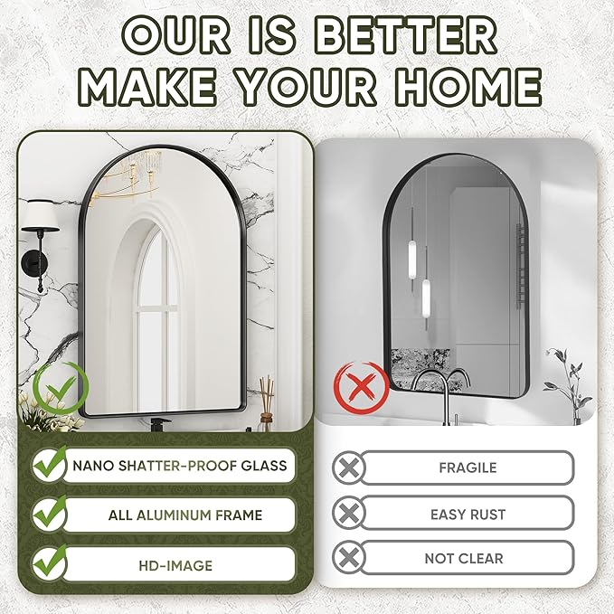 Suidia 24" x 36" Bathroom Mirror, Bathroom Vanity Mirror Metal Framed, - Image 4