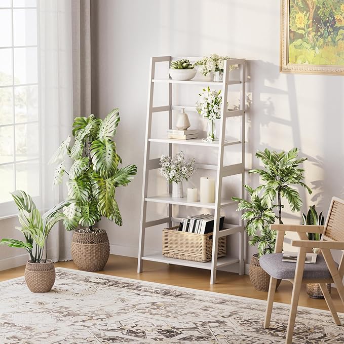 HITNET Ladder Shelf, 4 Tier Bookshelf, Floor Standing Bathroom Storage Rack - Image 8