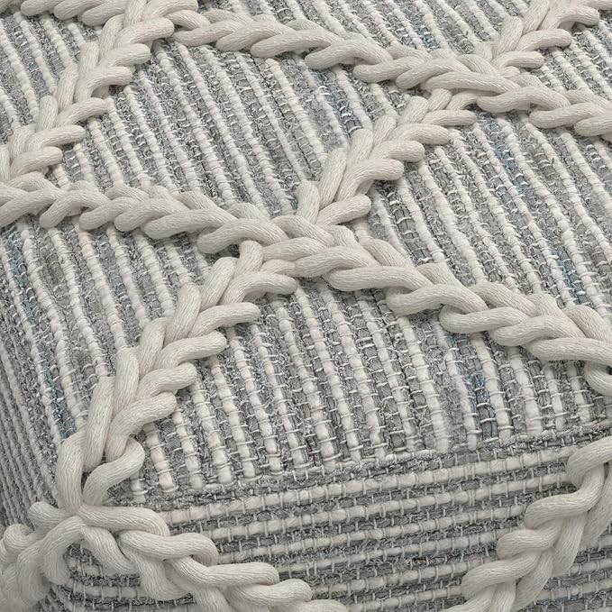 SIMPLIHOME Cowan Contemporary Square Pouf in Grey, Natural Handloom Woven - Image 7
