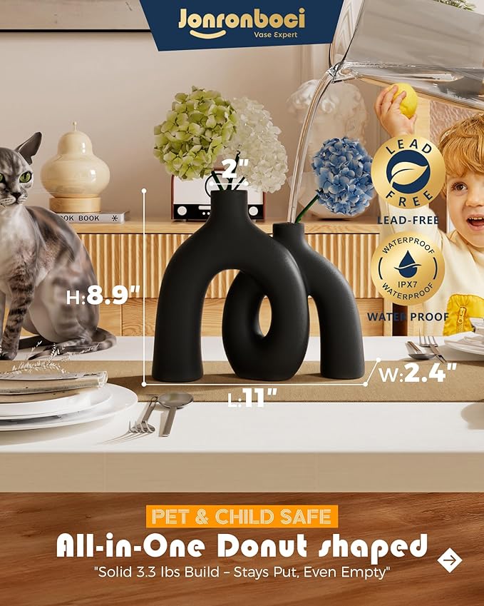 Matte Black Vase Set - Image 2
