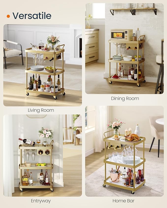 SONGMICS HOME Bar Cart, Home Bar Serving Cart - Image 6