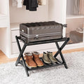 Fully Assembled Black Luggage Rack, Suitcase Stand by SmartFENDEE