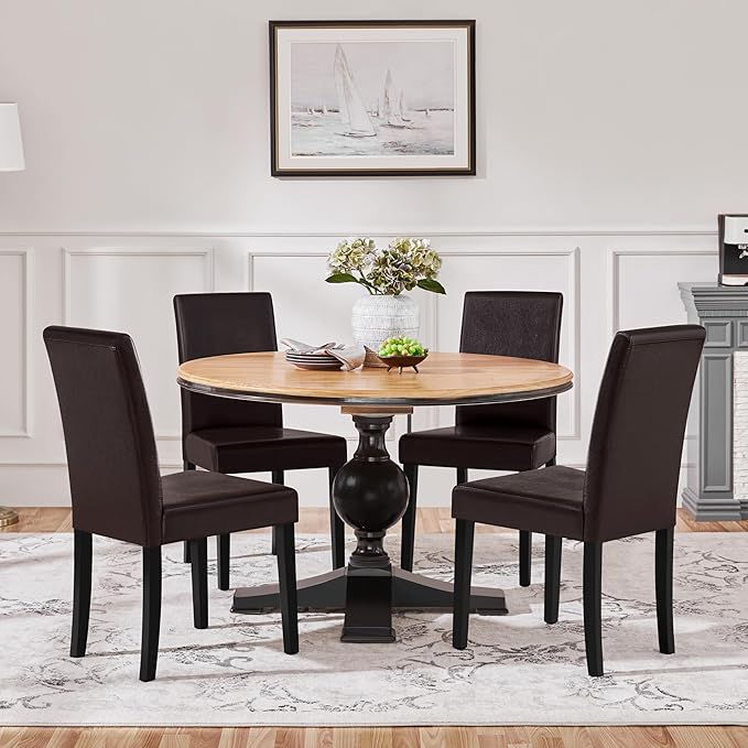 Yaheetech Dining Chairs Set of 4 PU Leather Dining Room Chairs - Image 8