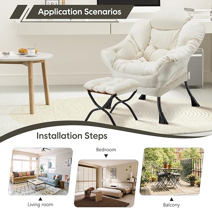 Lazy Chair with Folding Ottoman Modern Large Accent Chair, Contemporary Lounge - Image 5
