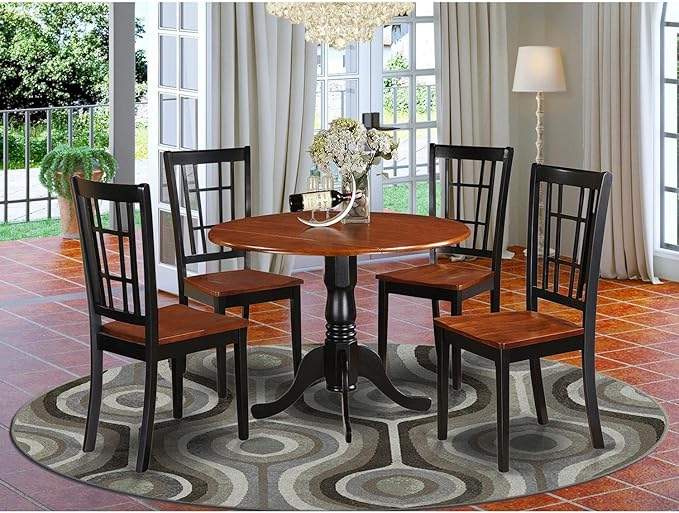 East West Furniture DLNI5-BCH-W 5 Piece Modern Dining Table Set Includes a - Image 7
