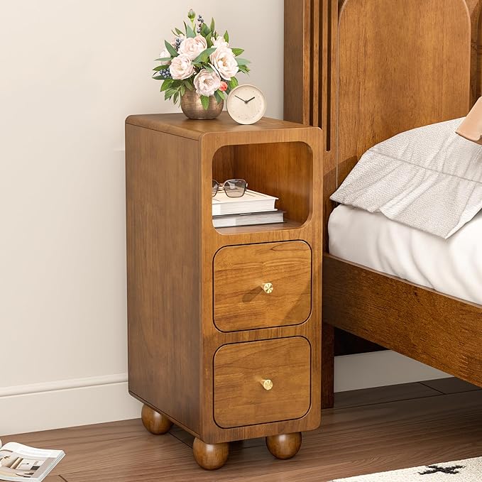 Small Nightstand, Narrow Tall Beside Table by MVPSONAG