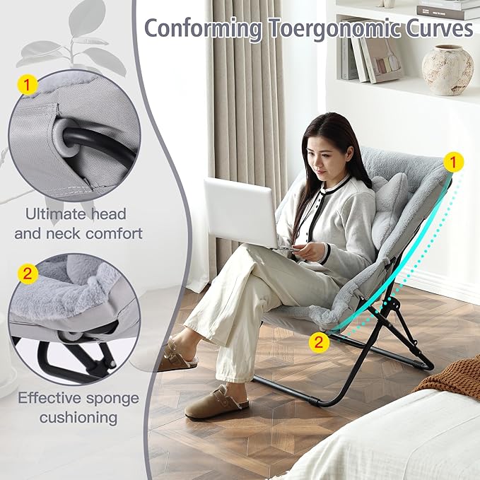 Welnow Comfy Saucer Chair, Oversized Folding Reading Chair - Image 6