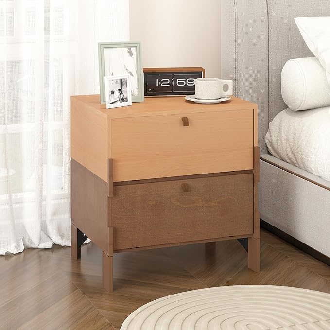 Sebastack Night Stand, Customizable 2 Drawers Bedside Table, End Table by WHOOSPEREH