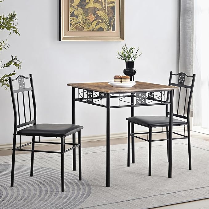 VECELO 3-Piece Small Kitchen Dining Table Set - Image 3
