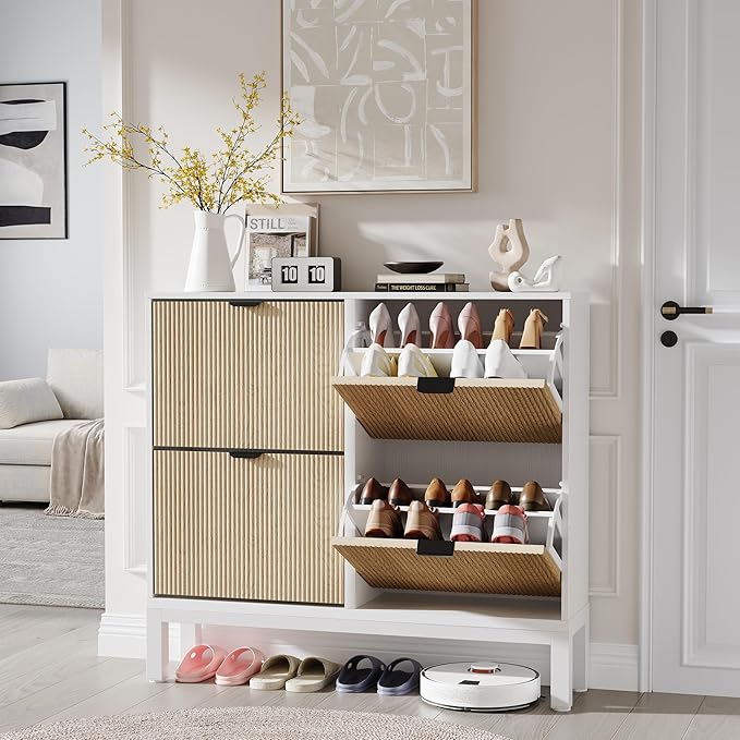 GarveeHome Fluted Shoe Storage Cabinet - Image 8