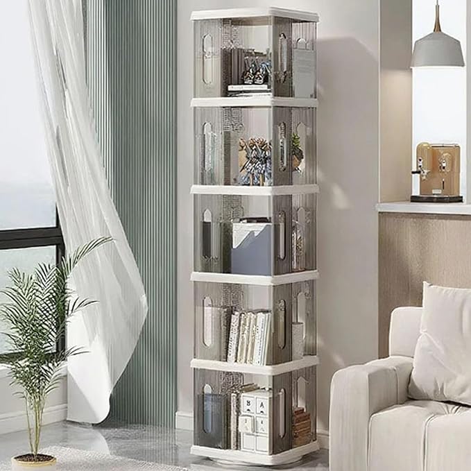 Rotating Bookshelf Tower, 360-Degree Rotating Bookshelves, Small Space Spinning - Image 4