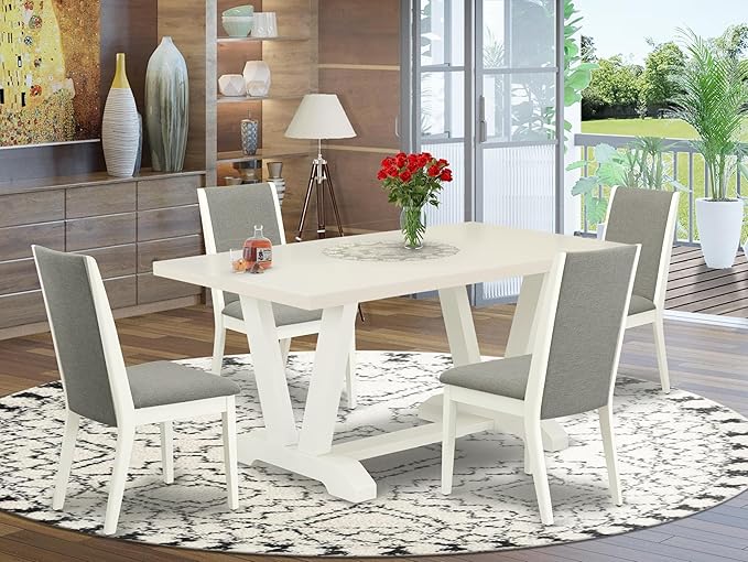 East West Furniture V027SI215-6 6 Piece Dining Set Contains a Rectangle Dining - Image 2