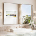 TokeShimi 48x30 Wall Mirror for Bathroom, Brushed Nickel Bathroom Vanity Mirror by RefinedBathroomAccessories