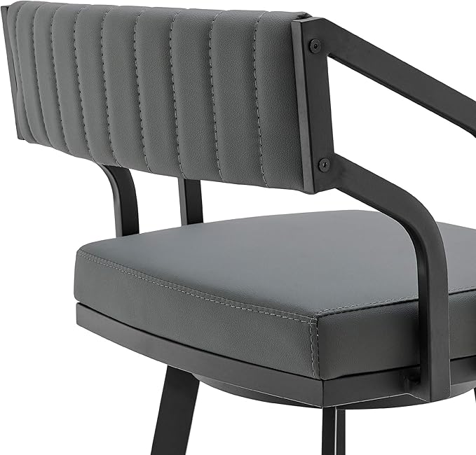 Armen Living Capri Modern 26" Seat Height Gray Faux Leather and Black Stainless - Image 6