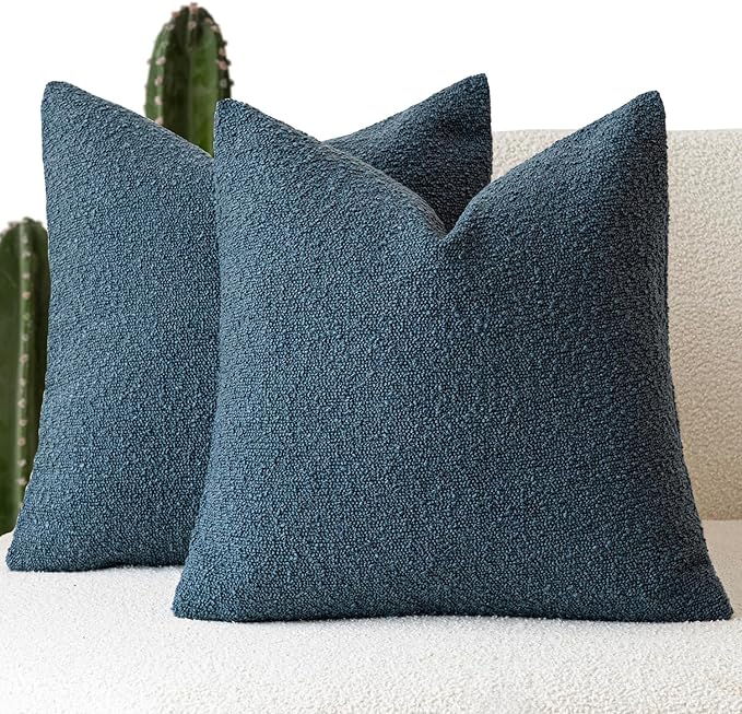 Foindtower Pack of 2 Modern Textured Boucle Throw Pillow Covers Accent Solid by Foindtower