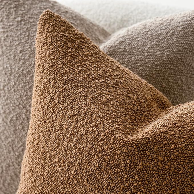 Foindtower Pack of 2 Textured Boucle Throw Pillow Covers Accent Solid Pillow - Image 4