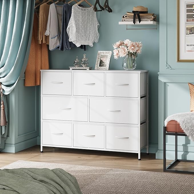 WLIVE 8 Drawer Dresser for Bedroom, Fabric White Dresser - Image 2