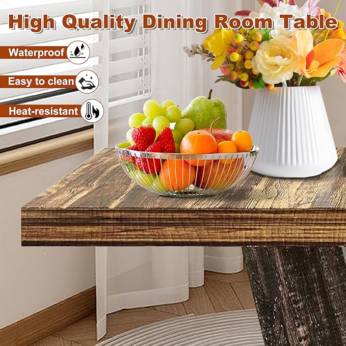 47 Inch Dining Table for 4, Farmhouse Dinner Table Wooden Kitchen Tables - Image 4
